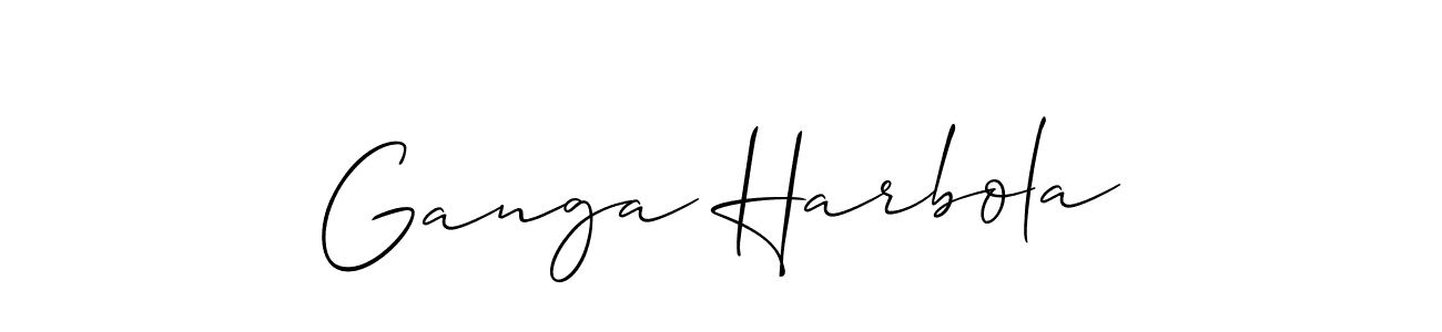 Create a beautiful signature design for name Ganga Harbola. With this signature (Allison_Script) fonts, you can make a handwritten signature for free. Ganga Harbola signature style 2 images and pictures png