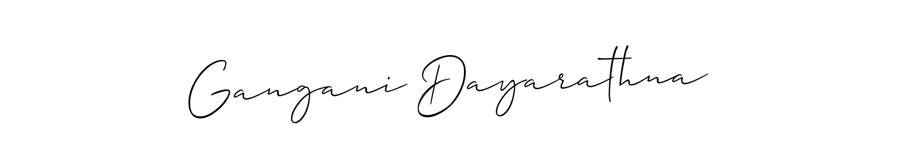 Create a beautiful signature design for name Gangani Dayarathna. With this signature (Allison_Script) fonts, you can make a handwritten signature for free. Gangani Dayarathna signature style 2 images and pictures png