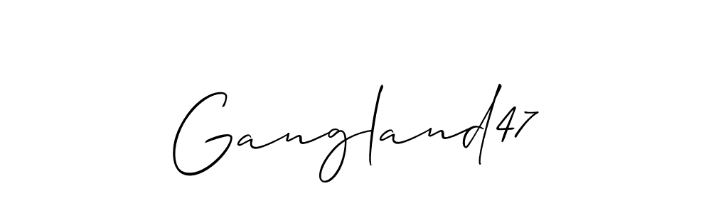 The best way (Allison_Script) to make a short signature is to pick only two or three words in your name. The name Gangland47 include a total of six letters. For converting this name. Gangland47 signature style 2 images and pictures png