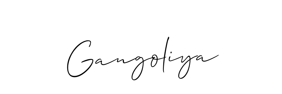 Create a beautiful signature design for name Gangoliya. With this signature (Allison_Script) fonts, you can make a handwritten signature for free. Gangoliya signature style 2 images and pictures png