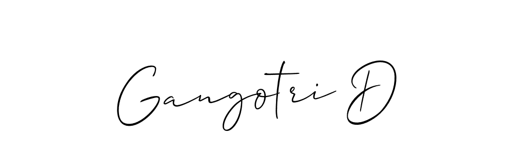 Also You can easily find your signature by using the search form. We will create Gangotri D name handwritten signature images for you free of cost using Allison_Script sign style. Gangotri D signature style 2 images and pictures png