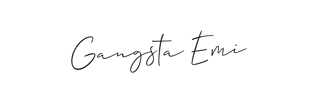 The best way (Allison_Script) to make a short signature is to pick only two or three words in your name. The name Gangsta Emi include a total of six letters. For converting this name. Gangsta Emi signature style 2 images and pictures png