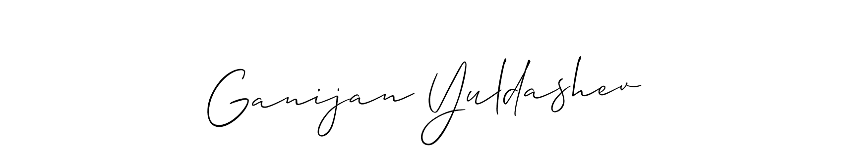 Use a signature maker to create a handwritten signature online. With this signature software, you can design (Allison_Script) your own signature for name Ganijan Yuldashev. Ganijan Yuldashev signature style 2 images and pictures png