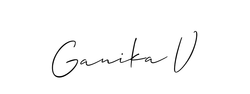 Make a beautiful signature design for name Ganika V. With this signature (Allison_Script) style, you can create a handwritten signature for free. Ganika V signature style 2 images and pictures png