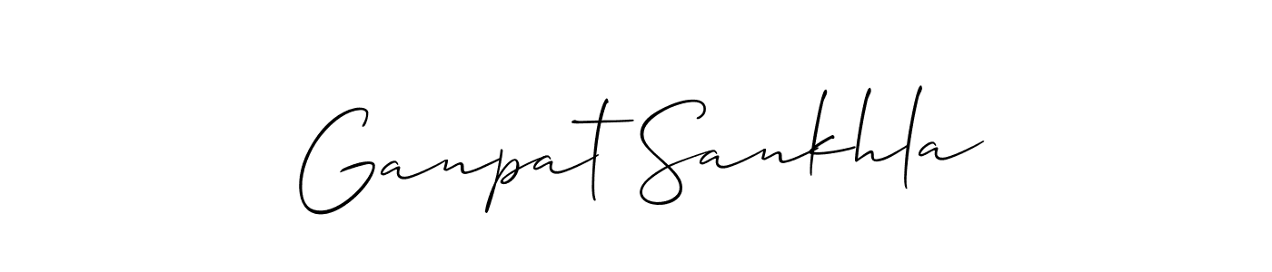 You should practise on your own different ways (Allison_Script) to write your name (Ganpat Sankhla) in signature. don't let someone else do it for you. Ganpat Sankhla signature style 2 images and pictures png