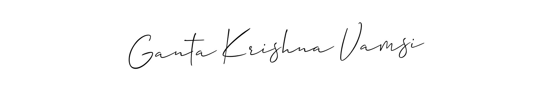 if you are searching for the best signature style for your name Ganta Krishna Vamsi. so please give up your signature search. here we have designed multiple signature styles  using Allison_Script. Ganta Krishna Vamsi signature style 2 images and pictures png