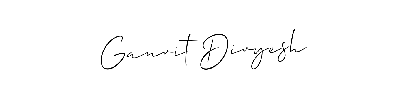 This is the best signature style for the Ganvit Divyesh name. Also you like these signature font (Allison_Script). Mix name signature. Ganvit Divyesh signature style 2 images and pictures png