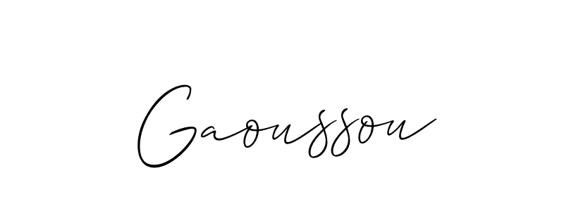 Also You can easily find your signature by using the search form. We will create Gaoussou name handwritten signature images for you free of cost using Allison_Script sign style. Gaoussou signature style 2 images and pictures png