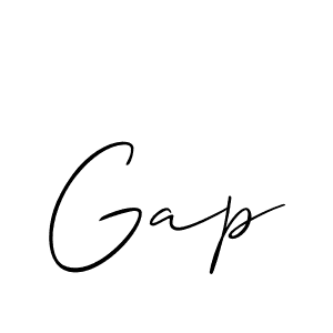 Make a beautiful signature design for name Gap. With this signature (Allison_Script) style, you can create a handwritten signature for free. Gap signature style 2 images and pictures png