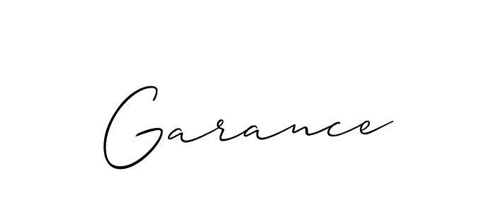 Design your own signature with our free online signature maker. With this signature software, you can create a handwritten (Allison_Script) signature for name Garance. Garance signature style 2 images and pictures png