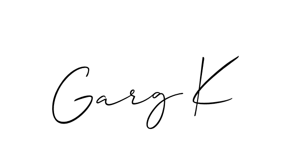 How to make Garg K name signature. Use Allison_Script style for creating short signs online. This is the latest handwritten sign. Garg K signature style 2 images and pictures png