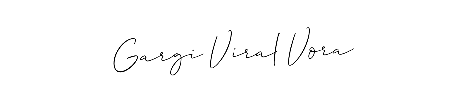 Also You can easily find your signature by using the search form. We will create Gargi Viral Vora name handwritten signature images for you free of cost using Allison_Script sign style. Gargi Viral Vora signature style 2 images and pictures png