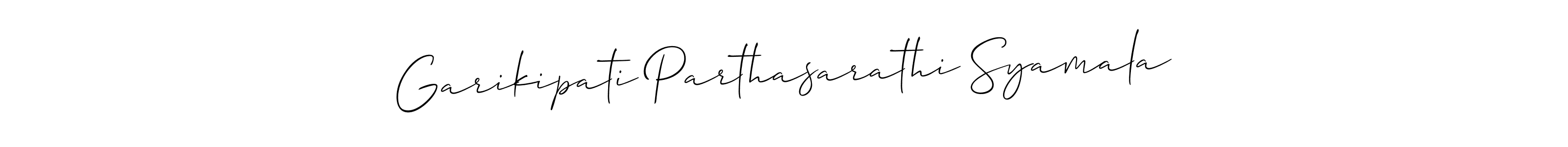 How to make Garikipati Parthasarathi Syamala signature? Allison_Script is a professional autograph style. Create handwritten signature for Garikipati Parthasarathi Syamala name. Garikipati Parthasarathi Syamala signature style 2 images and pictures png