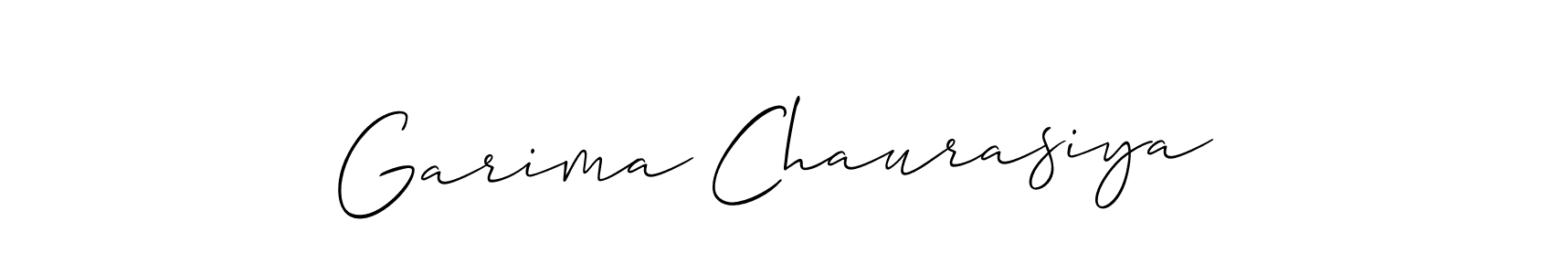 Create a beautiful signature design for name Garima Chaurasiya. With this signature (Allison_Script) fonts, you can make a handwritten signature for free. Garima Chaurasiya signature style 2 images and pictures png