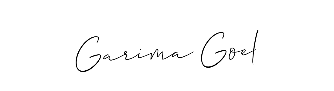 Create a beautiful signature design for name Garima Goel. With this signature (Allison_Script) fonts, you can make a handwritten signature for free. Garima Goel signature style 2 images and pictures png