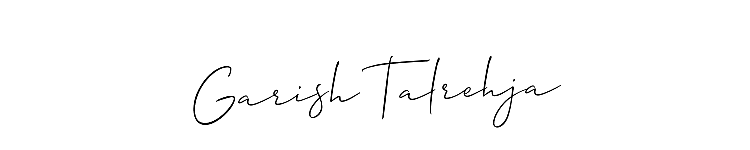 Use a signature maker to create a handwritten signature online. With this signature software, you can design (Allison_Script) your own signature for name Garish Talrehja. Garish Talrehja signature style 2 images and pictures png