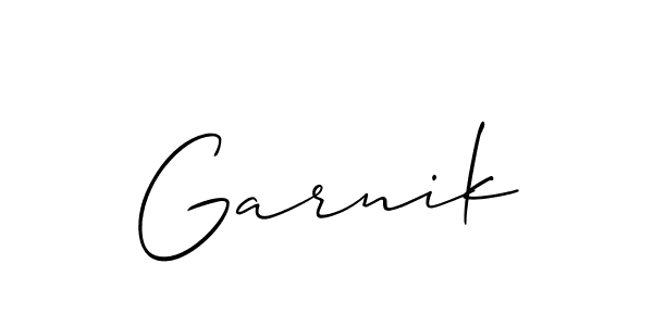 if you are searching for the best signature style for your name Garnik. so please give up your signature search. here we have designed multiple signature styles  using Allison_Script. Garnik signature style 2 images and pictures png