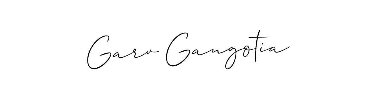 How to make Garv Gangotia signature? Allison_Script is a professional autograph style. Create handwritten signature for Garv Gangotia name. Garv Gangotia signature style 2 images and pictures png
