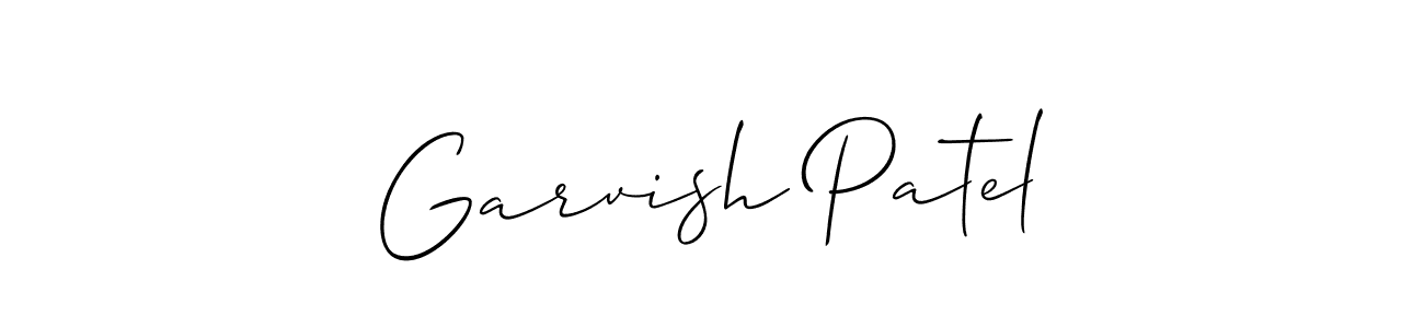 Make a beautiful signature design for name Garvish Patel. With this signature (Allison_Script) style, you can create a handwritten signature for free. Garvish Patel signature style 2 images and pictures png