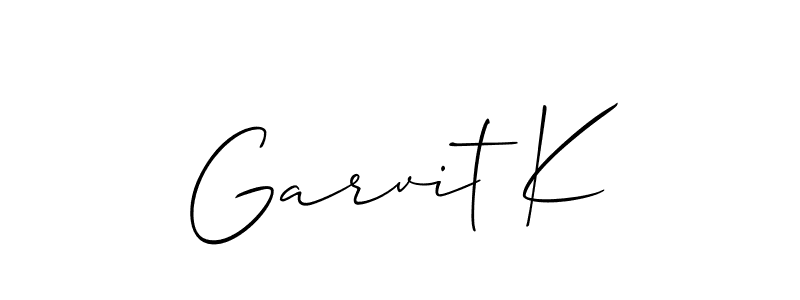 Use a signature maker to create a handwritten signature online. With this signature software, you can design (Allison_Script) your own signature for name Garvit K. Garvit K signature style 2 images and pictures png
