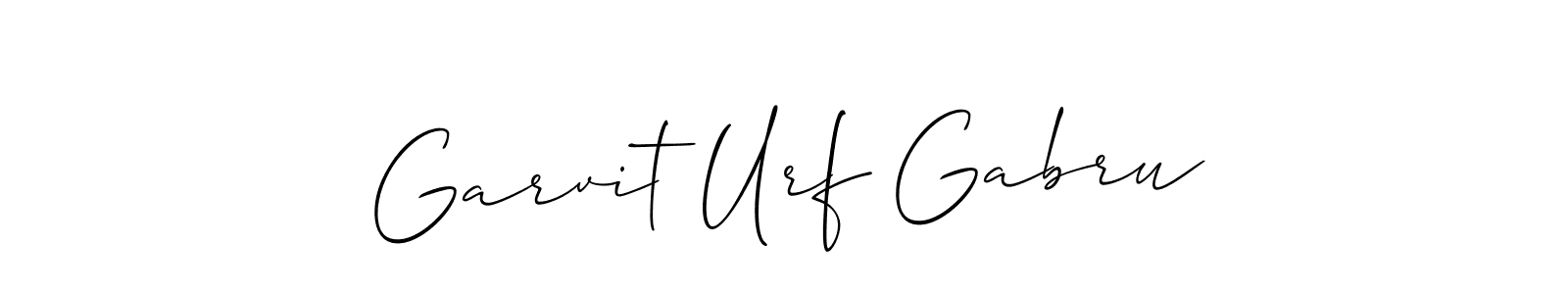 The best way (Allison_Script) to make a short signature is to pick only two or three words in your name. The name Garvit Urf Gabru include a total of six letters. For converting this name. Garvit Urf Gabru signature style 2 images and pictures png
