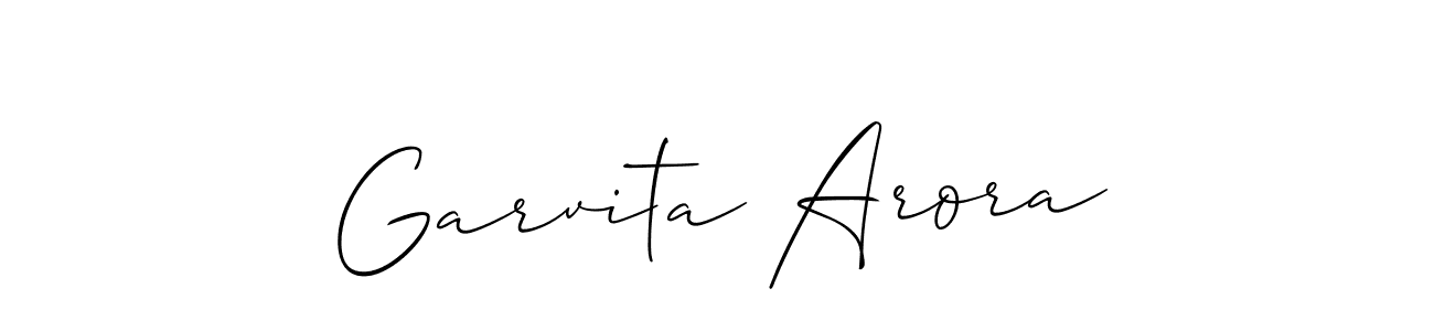 Create a beautiful signature design for name Garvita Arora. With this signature (Allison_Script) fonts, you can make a handwritten signature for free. Garvita Arora signature style 2 images and pictures png