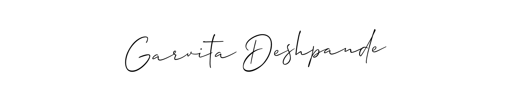 Create a beautiful signature design for name Garvita Deshpande. With this signature (Allison_Script) fonts, you can make a handwritten signature for free. Garvita Deshpande signature style 2 images and pictures png