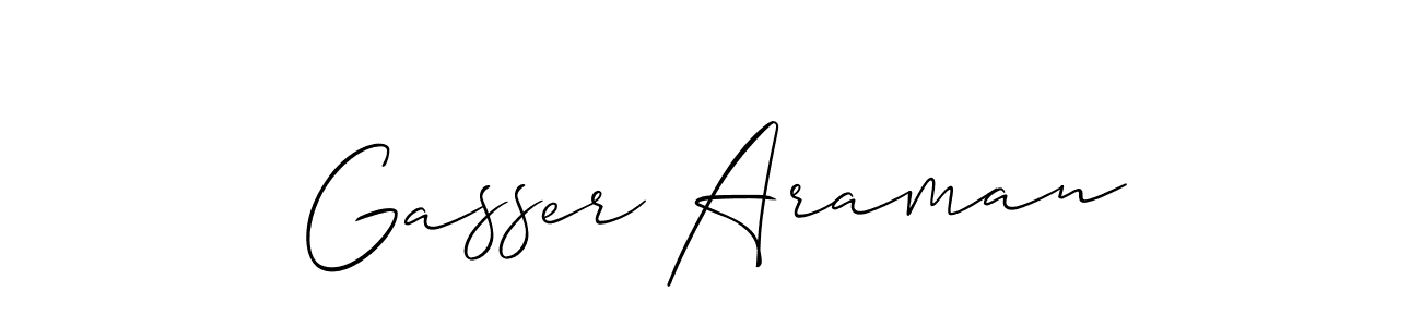 Allison_Script is a professional signature style that is perfect for those who want to add a touch of class to their signature. It is also a great choice for those who want to make their signature more unique. Get Gasser Araman name to fancy signature for free. Gasser Araman signature style 2 images and pictures png