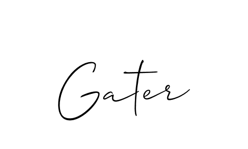 Use a signature maker to create a handwritten signature online. With this signature software, you can design (Allison_Script) your own signature for name Gater. Gater signature style 2 images and pictures png