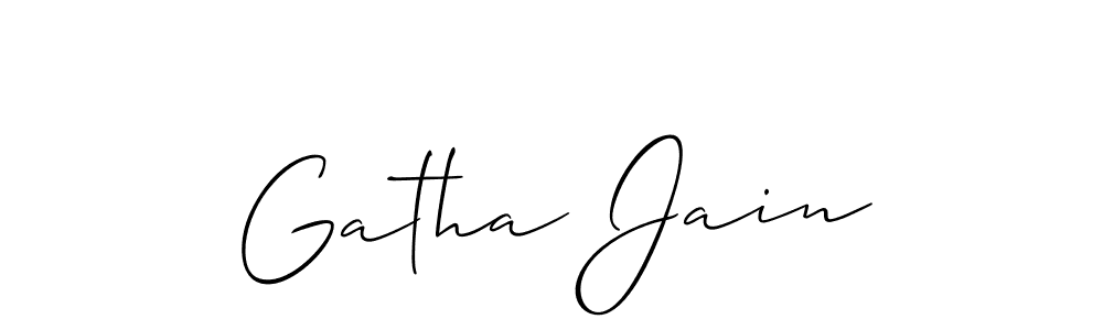 Make a short Gatha Jain signature style. Manage your documents anywhere anytime using Allison_Script. Create and add eSignatures, submit forms, share and send files easily. Gatha Jain signature style 2 images and pictures png