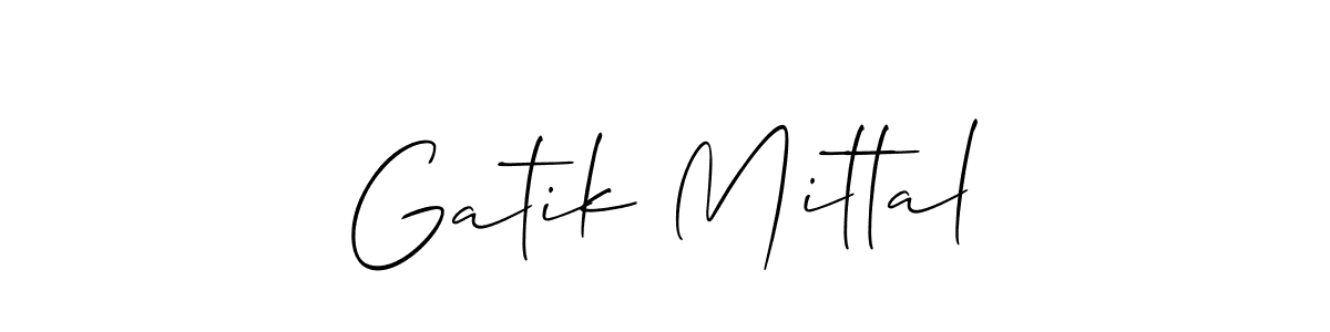 This is the best signature style for the Gatik Mittal name. Also you like these signature font (Allison_Script). Mix name signature. Gatik Mittal signature style 2 images and pictures png