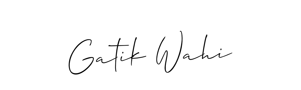 The best way (Allison_Script) to make a short signature is to pick only two or three words in your name. The name Gatik Wahi include a total of six letters. For converting this name. Gatik Wahi signature style 2 images and pictures png