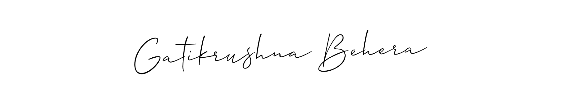 This is the best signature style for the Gatikrushna Behera name. Also you like these signature font (Allison_Script). Mix name signature. Gatikrushna Behera signature style 2 images and pictures png