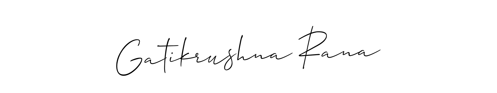 This is the best signature style for the Gatikrushna Rana name. Also you like these signature font (Allison_Script). Mix name signature. Gatikrushna Rana signature style 2 images and pictures png