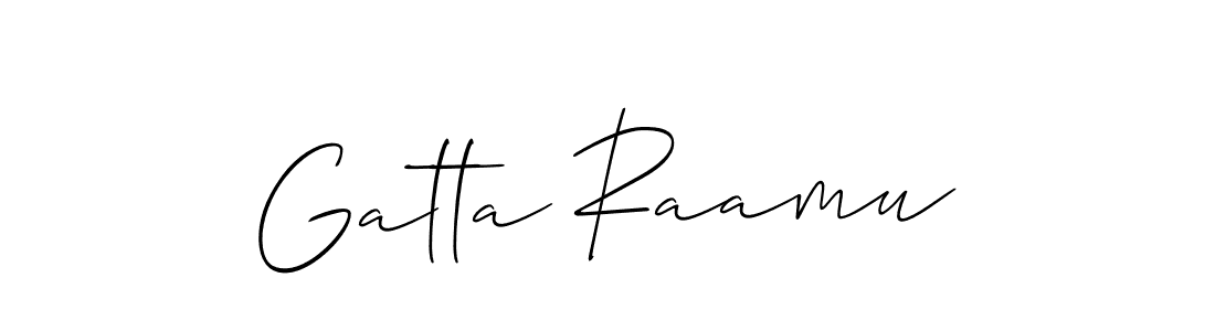 if you are searching for the best signature style for your name Gatta Raamu. so please give up your signature search. here we have designed multiple signature styles  using Allison_Script. Gatta Raamu signature style 2 images and pictures png
