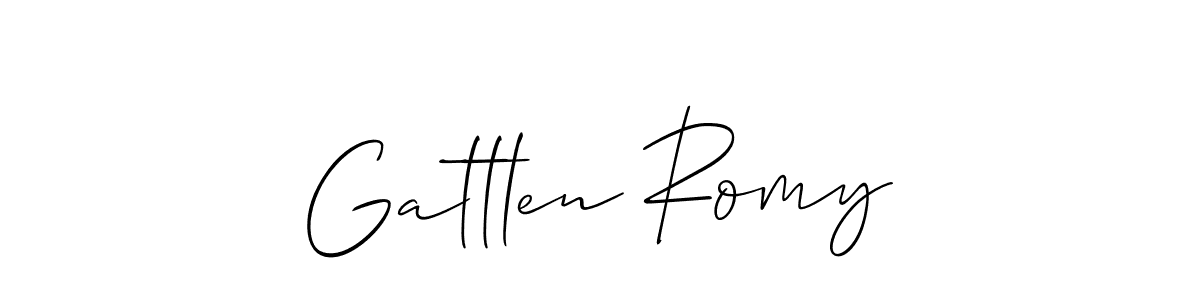 Make a beautiful signature design for name Gattlen Romy. With this signature (Allison_Script) style, you can create a handwritten signature for free. Gattlen Romy signature style 2 images and pictures png