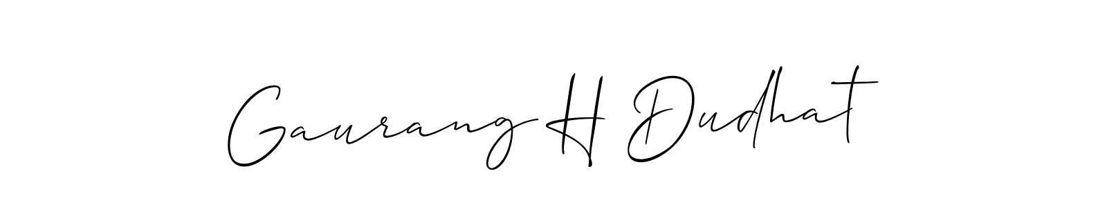 This is the best signature style for the Gaurang H Dudhat name. Also you like these signature font (Allison_Script). Mix name signature. Gaurang H Dudhat signature style 2 images and pictures png