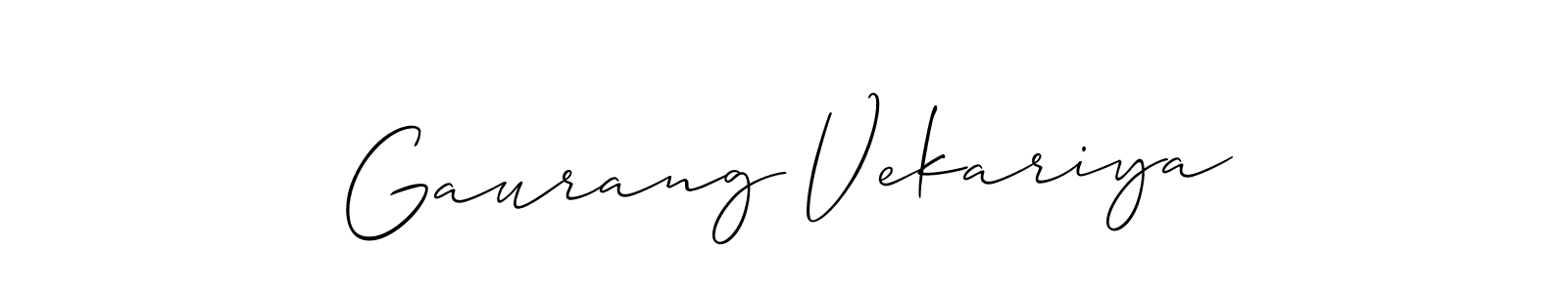 Gaurang Vekariya stylish signature style. Best Handwritten Sign (Allison_Script) for my name. Handwritten Signature Collection Ideas for my name Gaurang Vekariya. Gaurang Vekariya signature style 2 images and pictures png