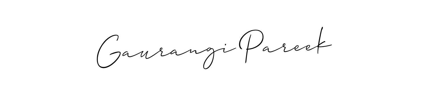 Similarly Allison_Script is the best handwritten signature design. Signature creator online .You can use it as an online autograph creator for name Gaurangi Pareek. Gaurangi Pareek signature style 2 images and pictures png