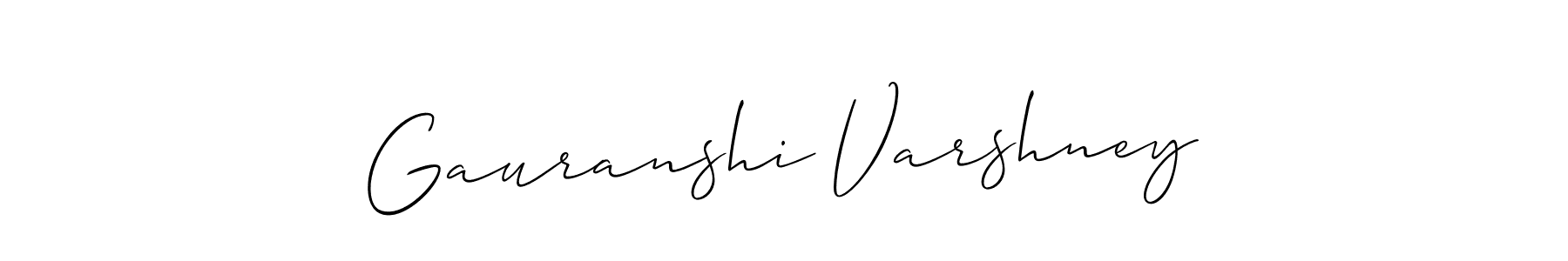 How to make Gauranshi Varshney signature? Allison_Script is a professional autograph style. Create handwritten signature for Gauranshi Varshney name. Gauranshi Varshney signature style 2 images and pictures png