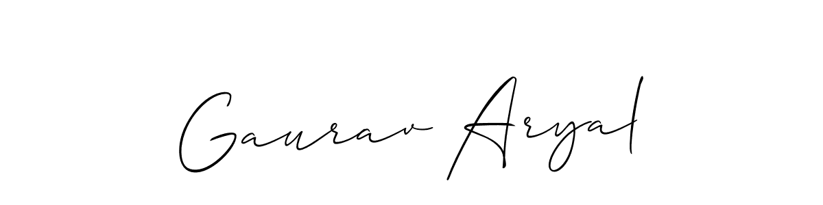 How to make Gaurav Aryal name signature. Use Allison_Script style for creating short signs online. This is the latest handwritten sign. Gaurav Aryal signature style 2 images and pictures png