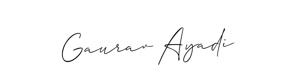 The best way (Allison_Script) to make a short signature is to pick only two or three words in your name. The name Gaurav Ayadi include a total of six letters. For converting this name. Gaurav Ayadi signature style 2 images and pictures png