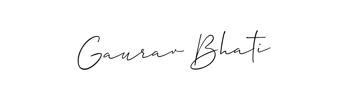 The best way (Allison_Script) to make a short signature is to pick only two or three words in your name. The name Gaurav Bhati include a total of six letters. For converting this name. Gaurav Bhati signature style 2 images and pictures png