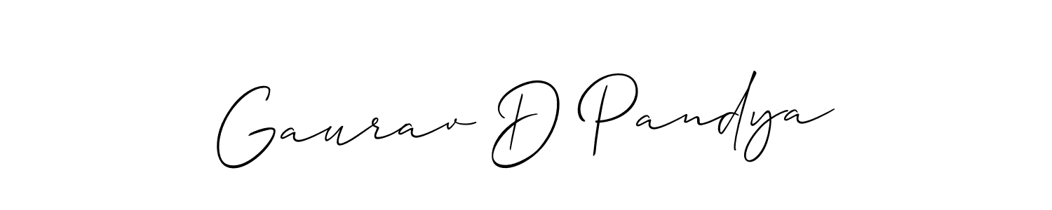 How to make Gaurav D Pandya signature? Allison_Script is a professional autograph style. Create handwritten signature for Gaurav D Pandya name. Gaurav D Pandya signature style 2 images and pictures png