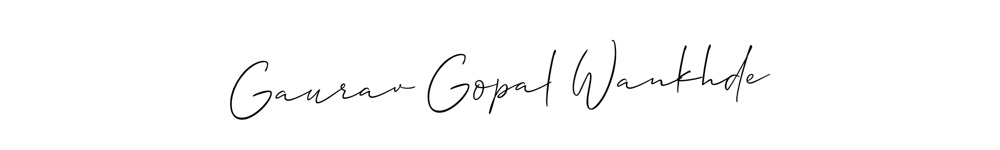 How to make Gaurav Gopal Wankhde name signature. Use Allison_Script style for creating short signs online. This is the latest handwritten sign. Gaurav Gopal Wankhde signature style 2 images and pictures png