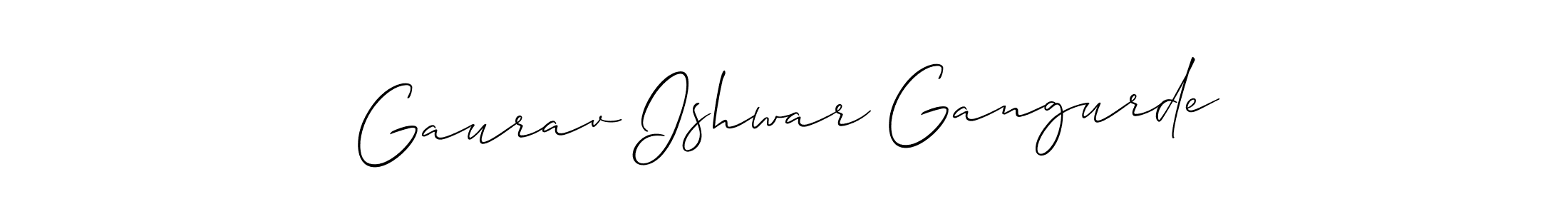 Allison_Script is a professional signature style that is perfect for those who want to add a touch of class to their signature. It is also a great choice for those who want to make their signature more unique. Get Gaurav Ishwar Gangurde name to fancy signature for free. Gaurav Ishwar Gangurde signature style 2 images and pictures png