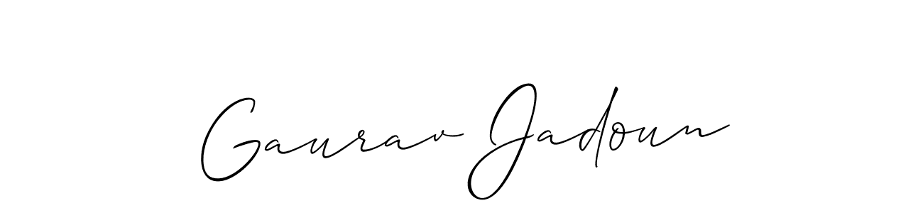 It looks lik you need a new signature style for name Gaurav Jadoun. Design unique handwritten (Allison_Script) signature with our free signature maker in just a few clicks. Gaurav Jadoun signature style 2 images and pictures png