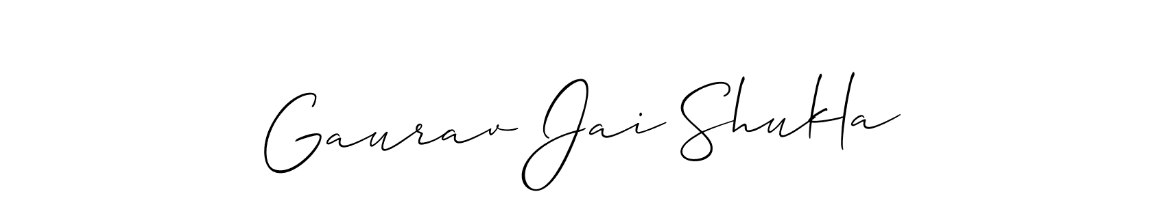 Allison_Script is a professional signature style that is perfect for those who want to add a touch of class to their signature. It is also a great choice for those who want to make their signature more unique. Get Gaurav Jai Shukla name to fancy signature for free. Gaurav Jai Shukla signature style 2 images and pictures png