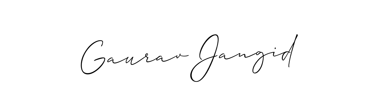 Make a short Gaurav Jangid signature style. Manage your documents anywhere anytime using Allison_Script. Create and add eSignatures, submit forms, share and send files easily. Gaurav Jangid signature style 2 images and pictures png