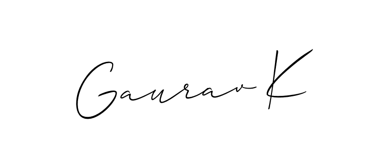 You should practise on your own different ways (Allison_Script) to write your name (Gaurav K) in signature. don't let someone else do it for you. Gaurav K signature style 2 images and pictures png